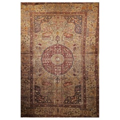 Used 19th Century Turkish Sivas with Floral and Fauna in Camel, Lavender, Red Colors