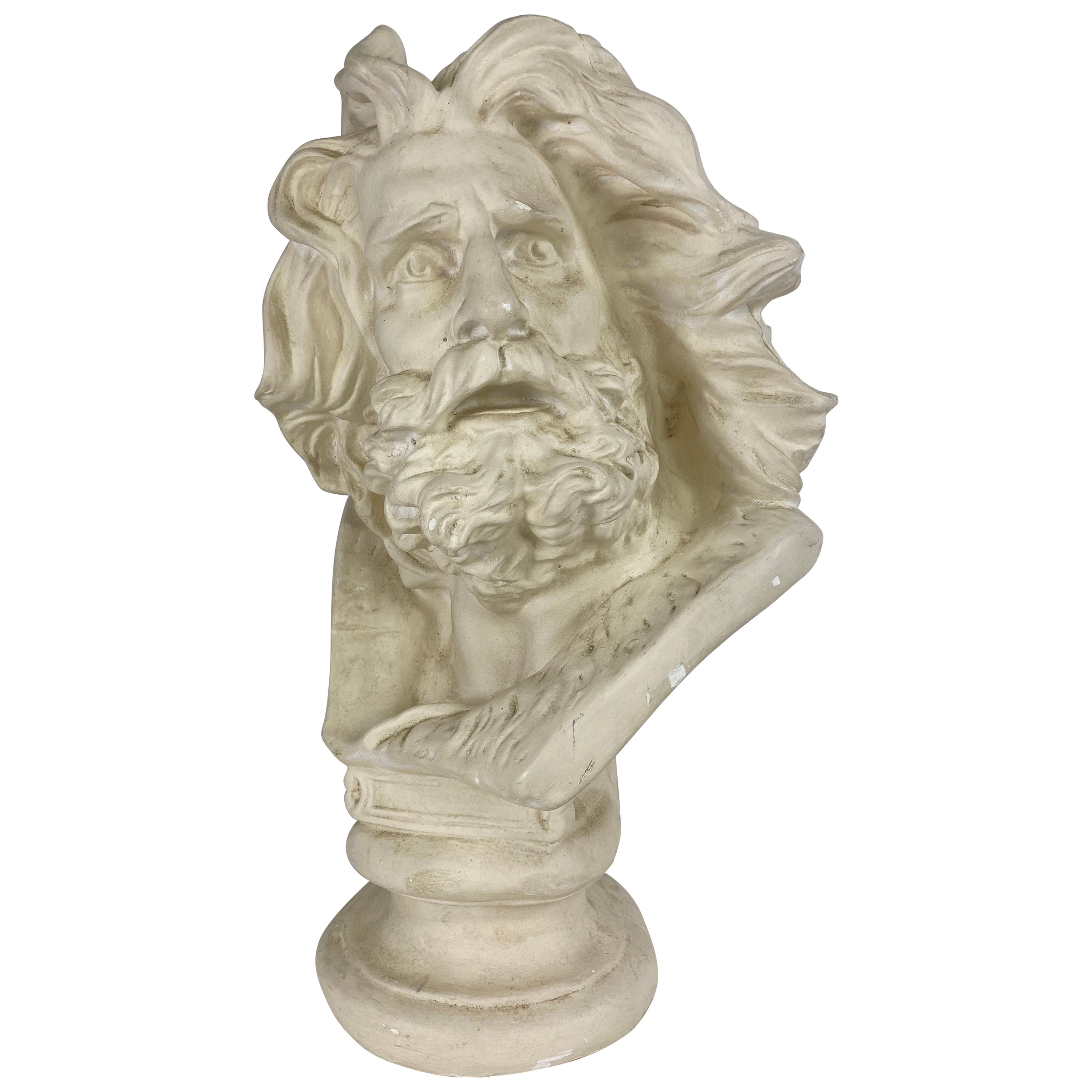 Large Vintage Greco Roman Classical Plaster Bust