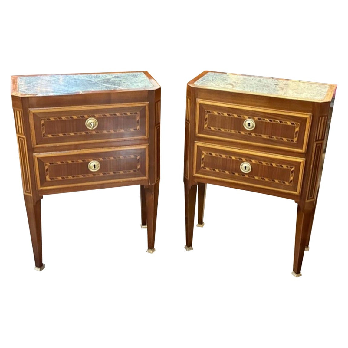 Pair of 19th Century Italian Tables with Marquetry Inlay For Sale