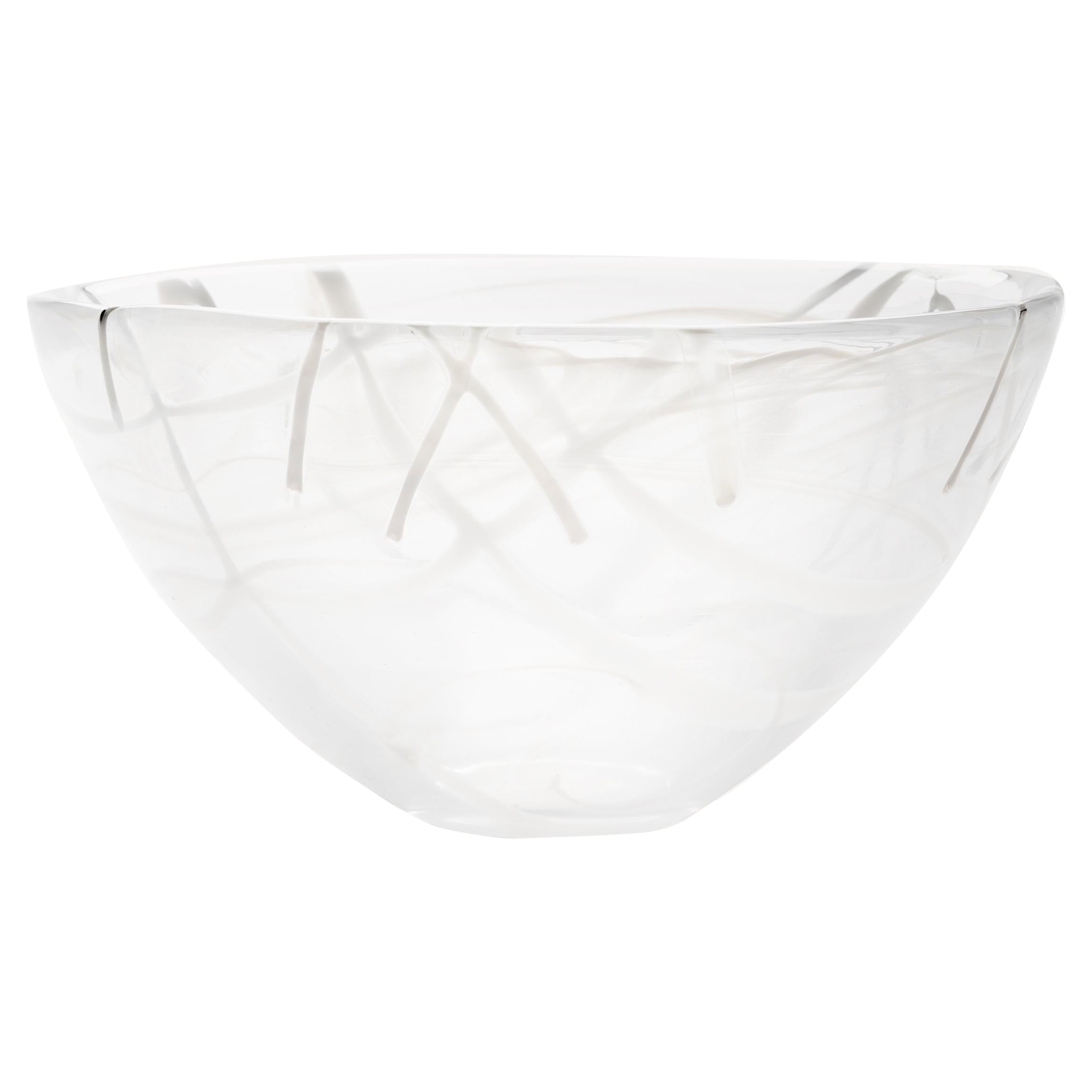 Kosta Boda Contrast Bowl White/White Medium For Sale