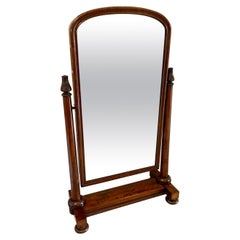 Antique Victorian Quality Figured Mahogany Free Standing Cheval Mirror 