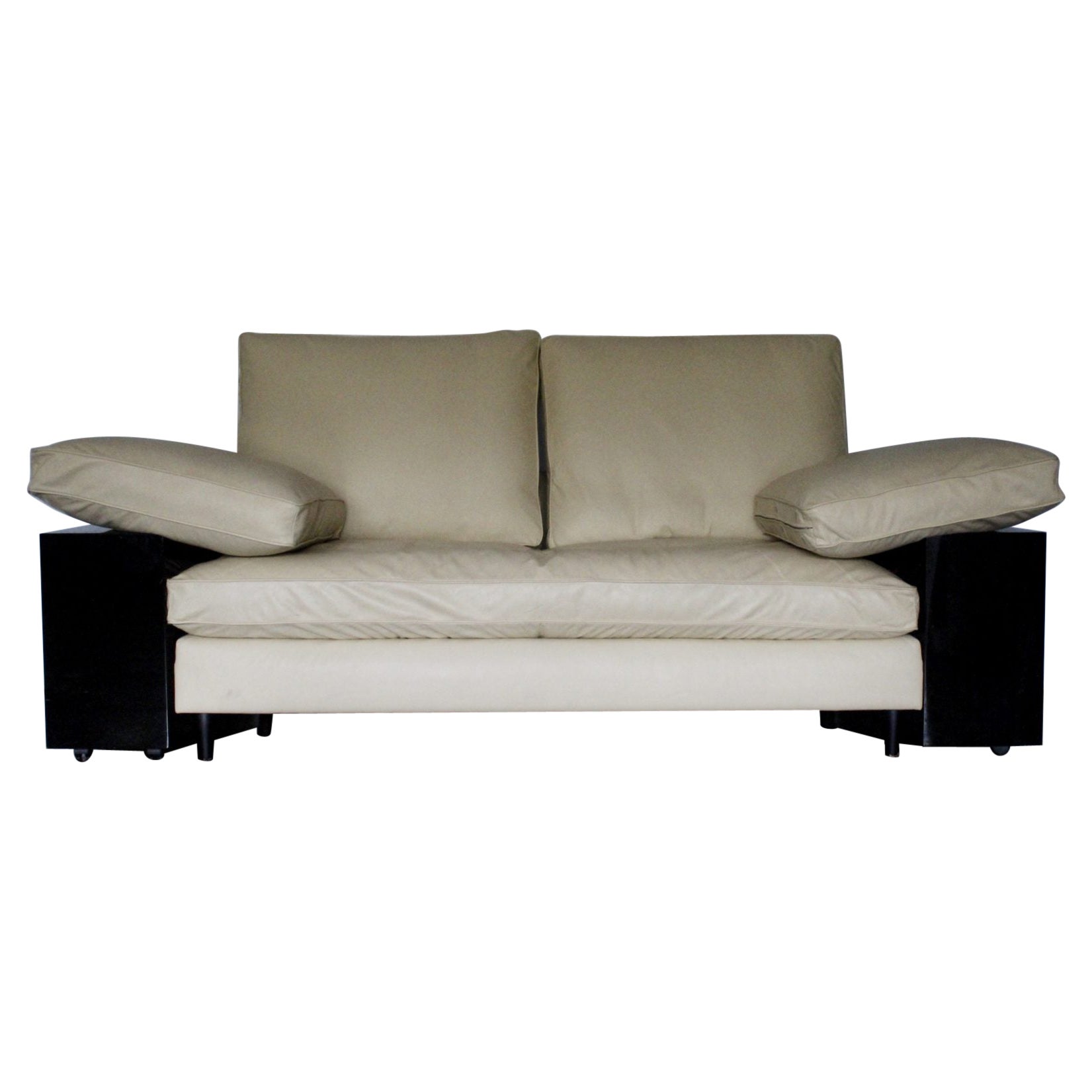 Pair of Aram “Eileen Gray Lota” Sofas in Cream Leather