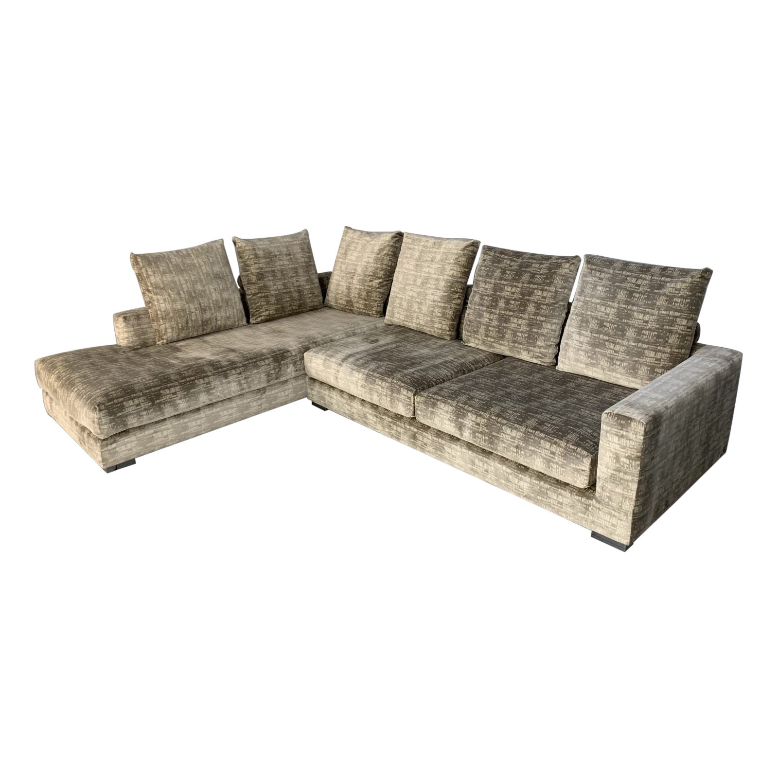 Fendi Casa L-Shape Sofa – 6-Seat – in Patterned Velvet For Sale