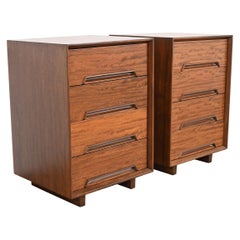 Milo Baughman for Drexel Exotic Mindoro Wood Bedside Chests, Newly Refinished