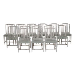 Set of 14 Gustavian Chairs, 19th Century