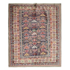 Antiker Teppich, handgefertigter orientalischer kaukasischer Teppich, Wohnzimmerteppich für den Verkauf