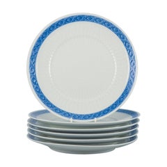Royal Copenhagen Blue Fan, Six Dinner Plates in Porcelain, 1969-74