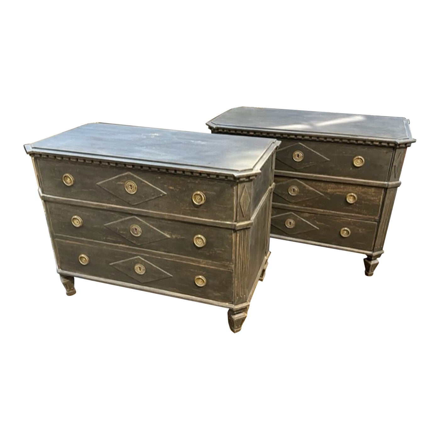 Pair of 19th Century Swedish Neo-Classical Painted Commodes
