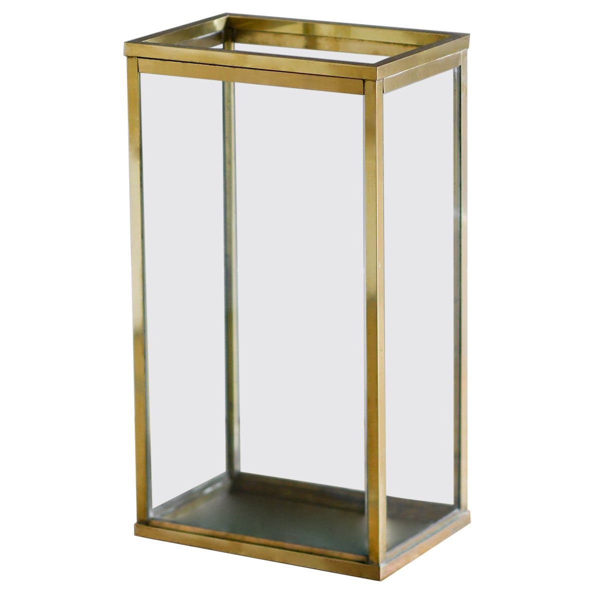 1970s Glass and Brass Umbrella Stand