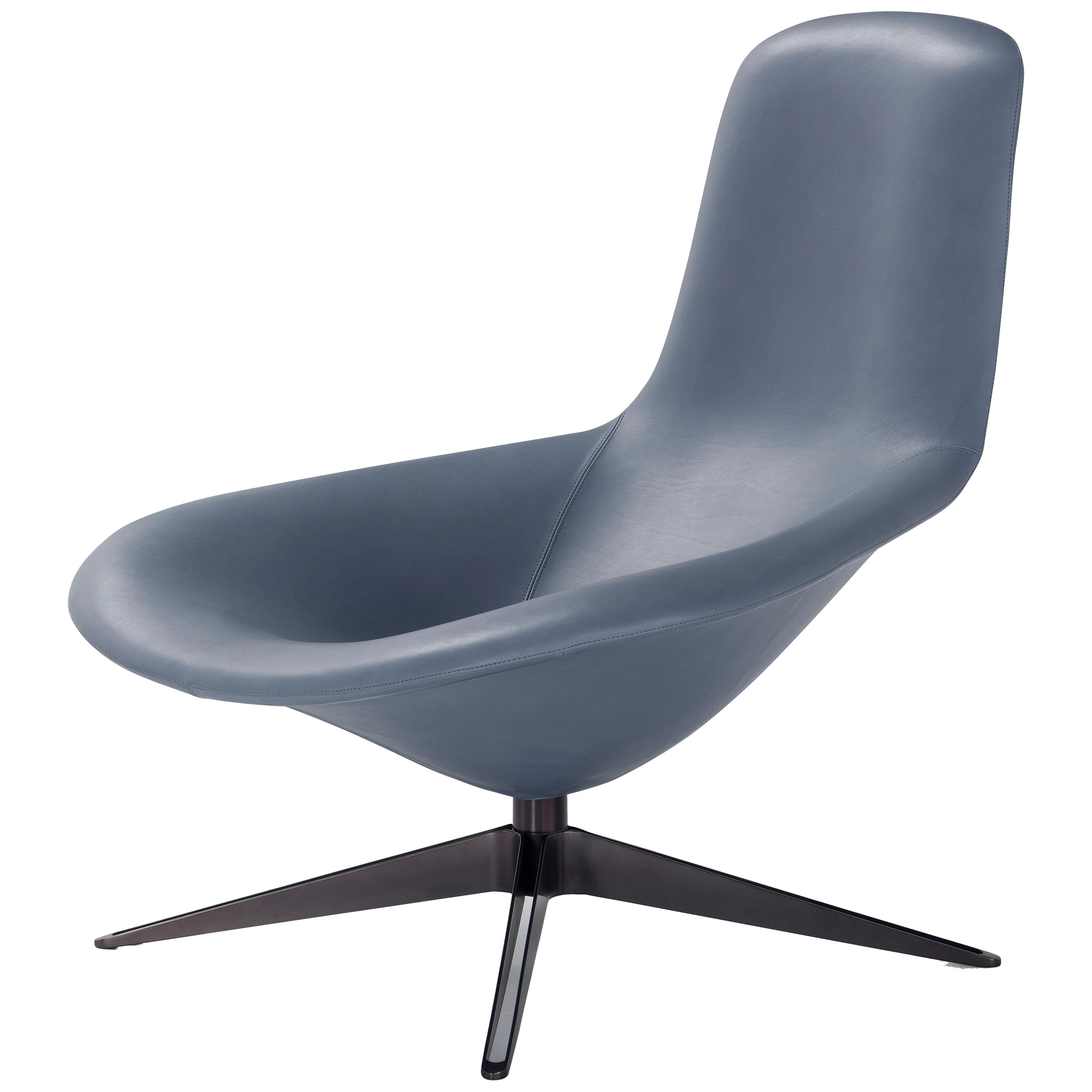 Contemporary Swivel Armchair 'Medea' by Amura Lab, Leather For Sale