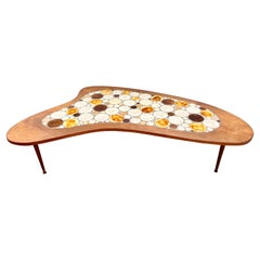 Mid-Century Modern Iconic Mosaic Tile Top Kidney Shaped Coffee Cocktail Table