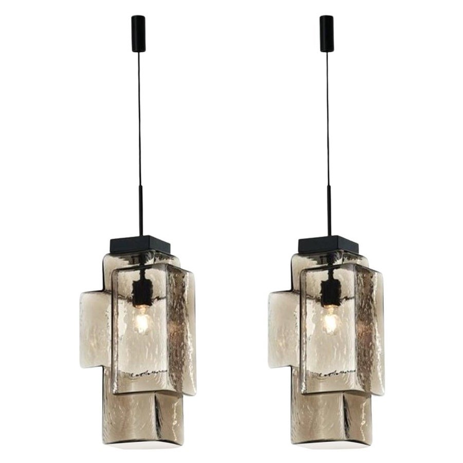Set di 2 luci a sospensione Tetris grigio fumo di Dechem Studio A
