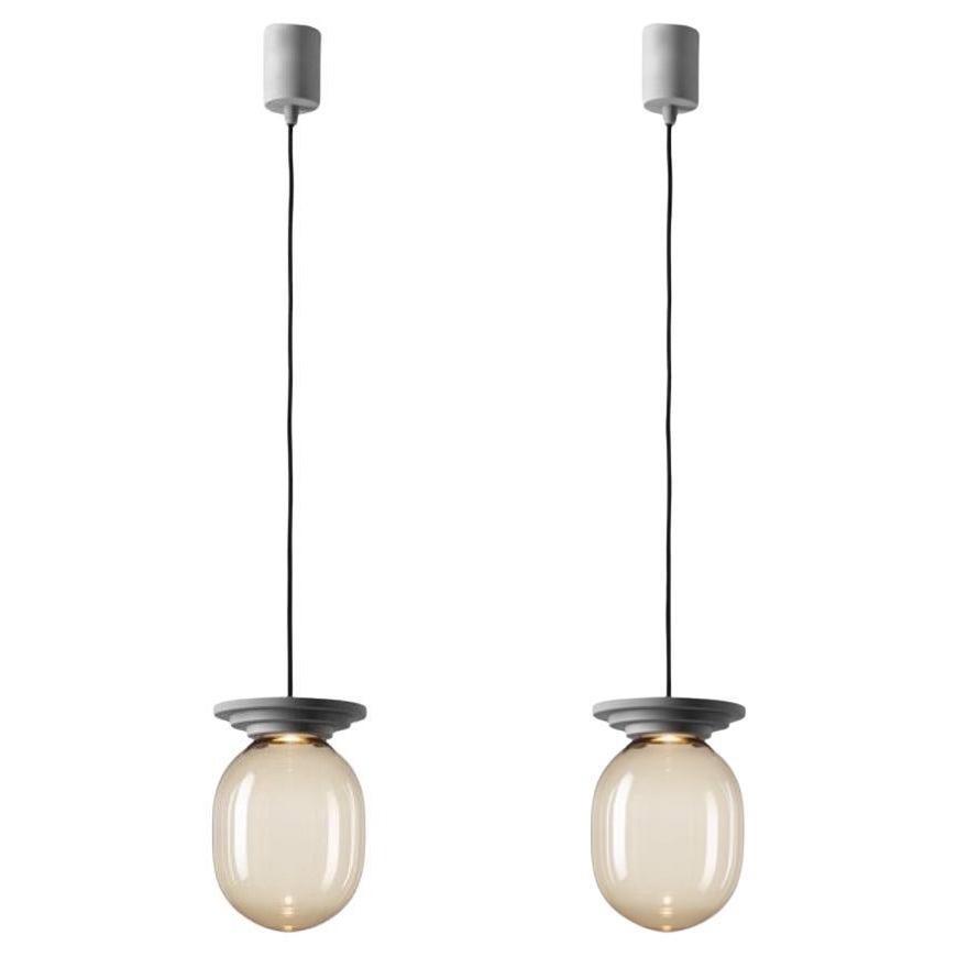 Set di 2 lampade a sospensione a capsula Stratos Big in argento di Dechem Studio A