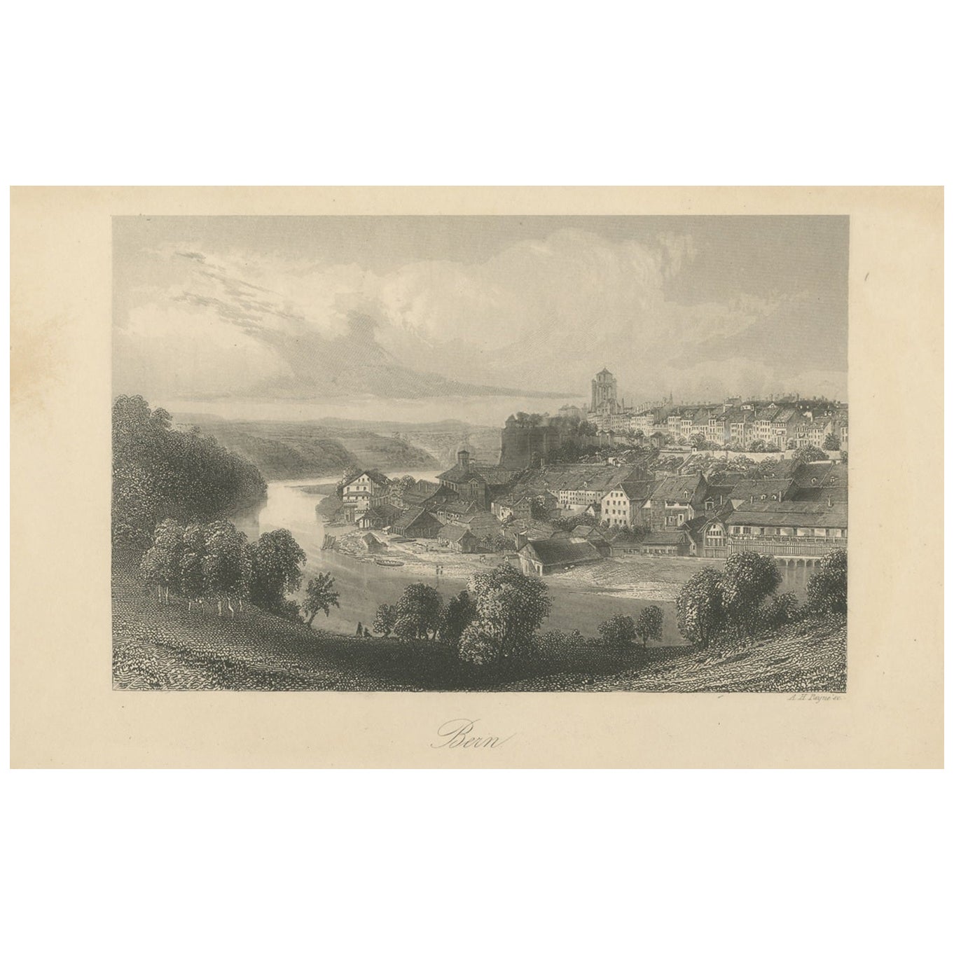 Antique Print of the City of Bern, Schwitzerland