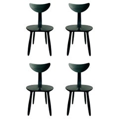 Four English Green Stained Ash Daiku Chair by Victoria Magniant