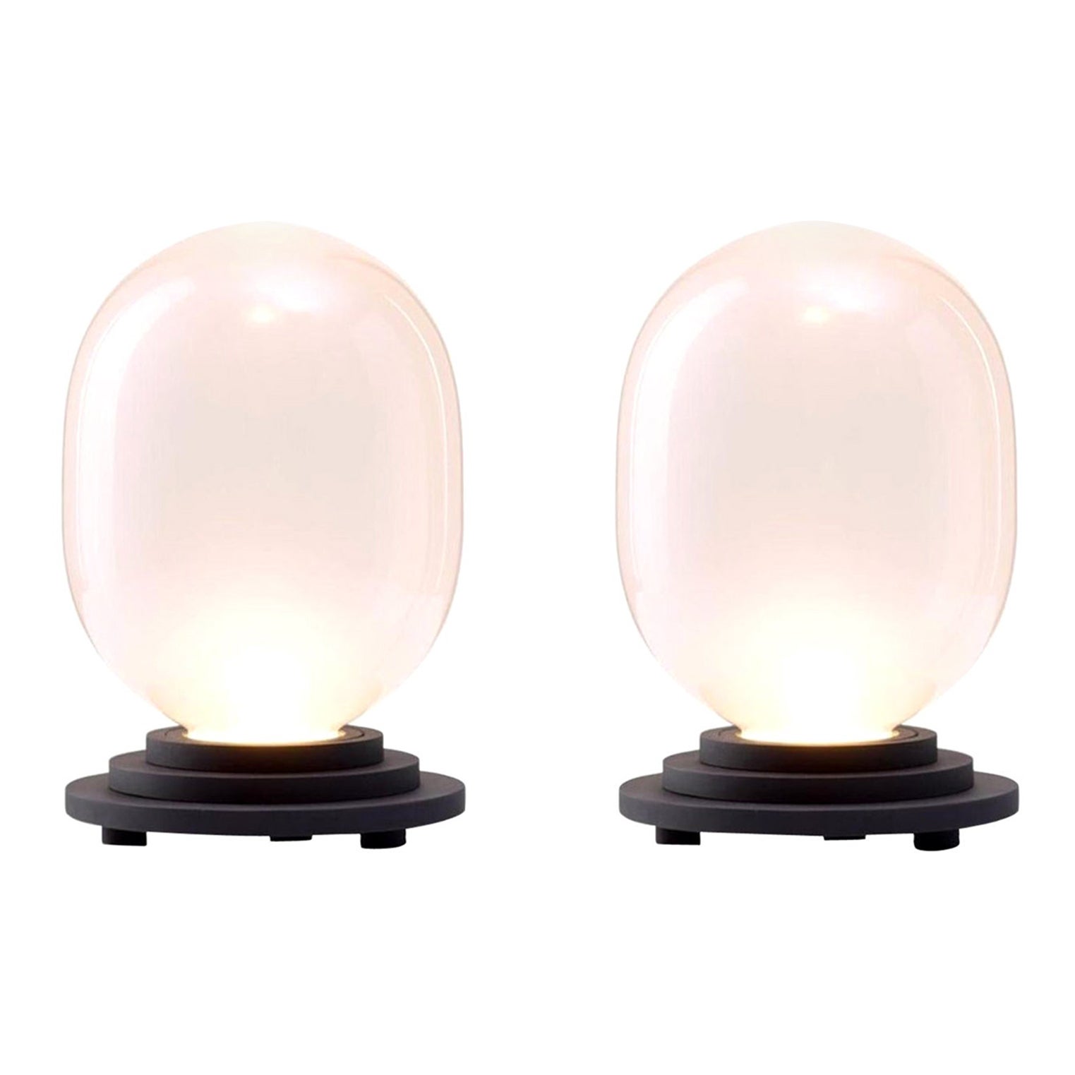 Set of 2 Black and Pink Stratos Capsule Table Light by Dechem Studio