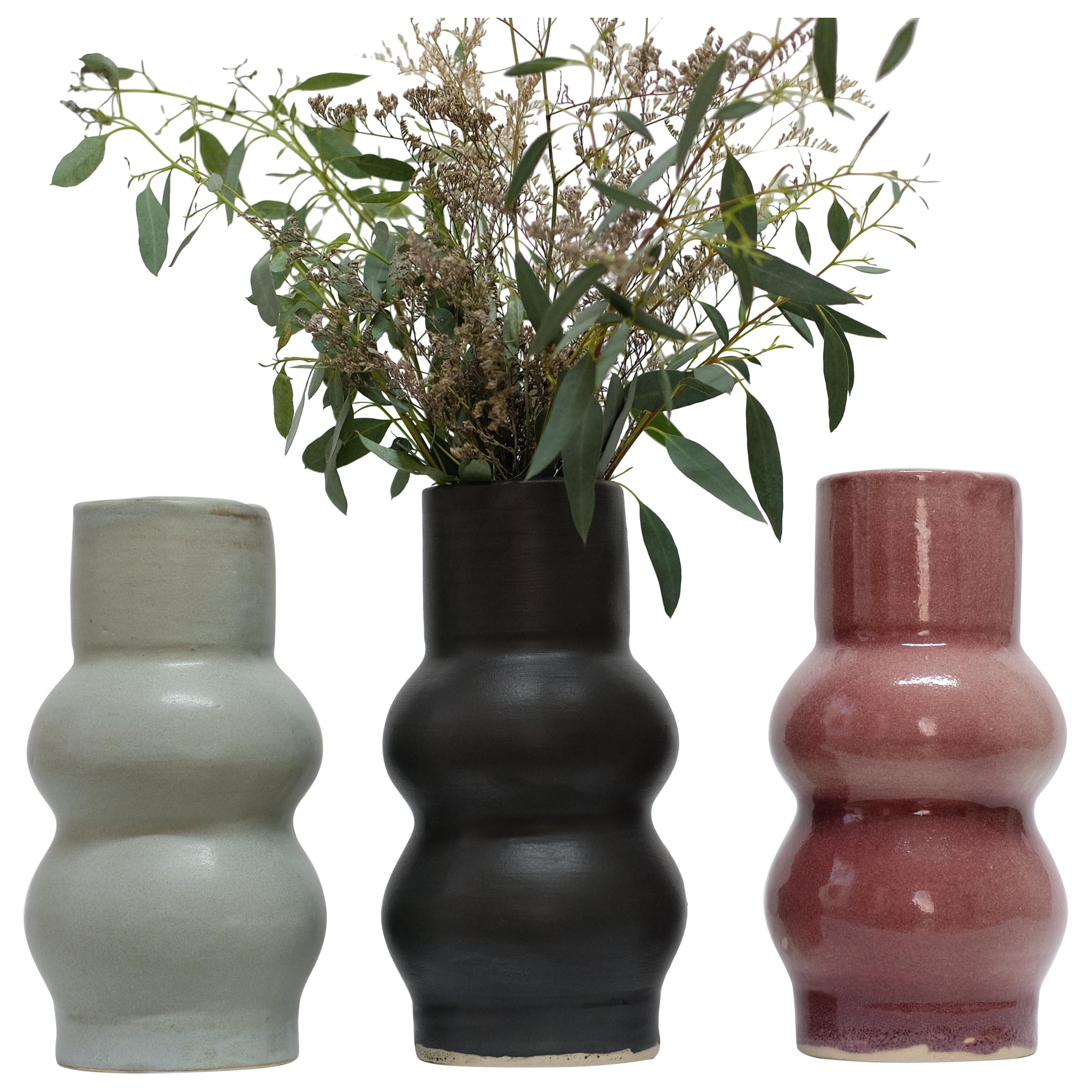 Set of 3 Femme II Unique Stoneware Vase by Camila Apaez For Sale