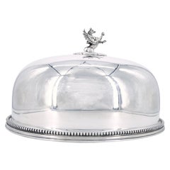 19. Jahrhundert Englisch Silverplate Meat Dome mit Drachen Finial Handle