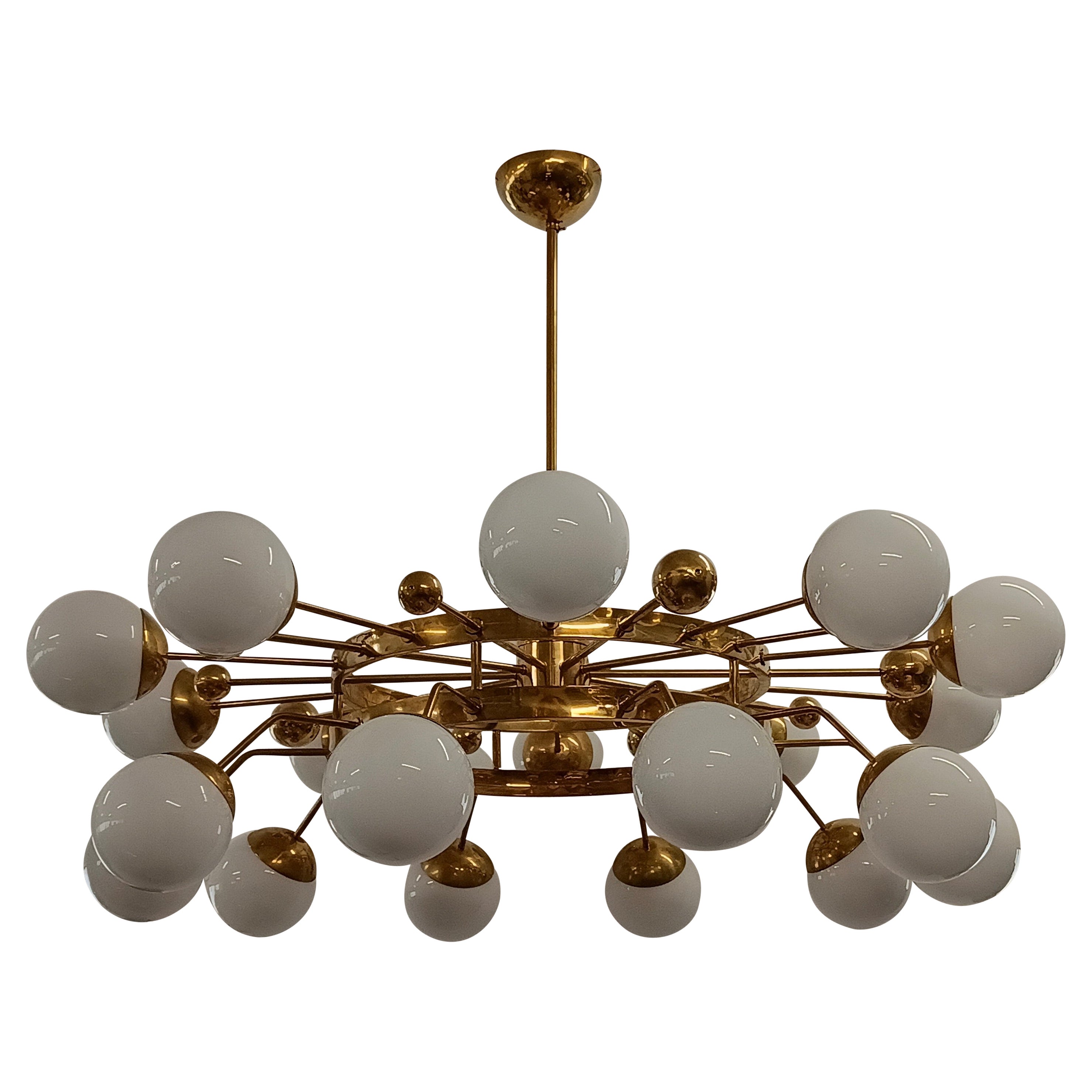 Murano Art Glass and Brass Midcentury Chandelier, 2000 For Sale