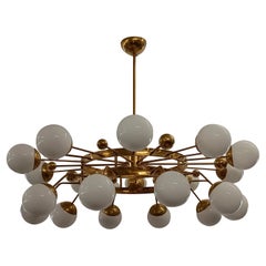 Murano Art Glass and Brass Midcentury Chandelier, 2000