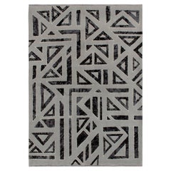 Tapis moderne de style Art déco de Rug & Kilim en gris, motif géométrique noir