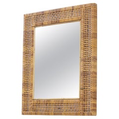 Swedish Modern Rattan Mirror, 1950s