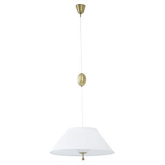 Vintage Fabric and Glass Ceiling Lamp by Harald Notini, Sweden, Böhlmarks