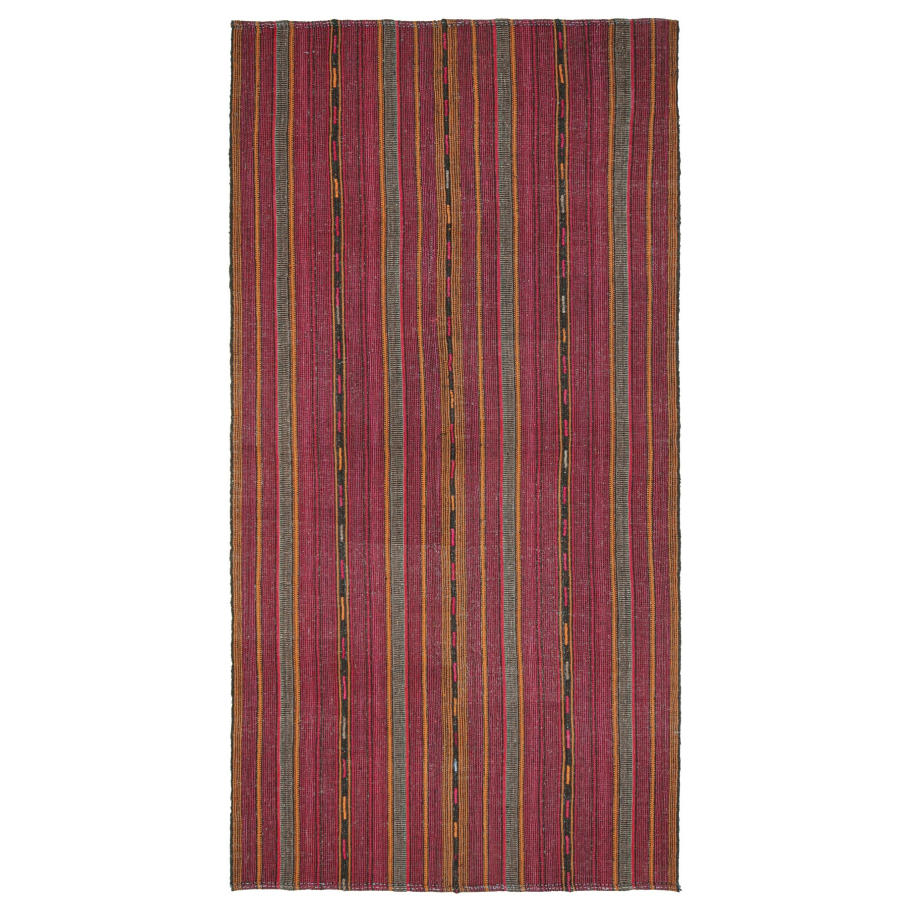 Vintage Palas Persian Kilim in Pink and Ochre Stripes For Sale