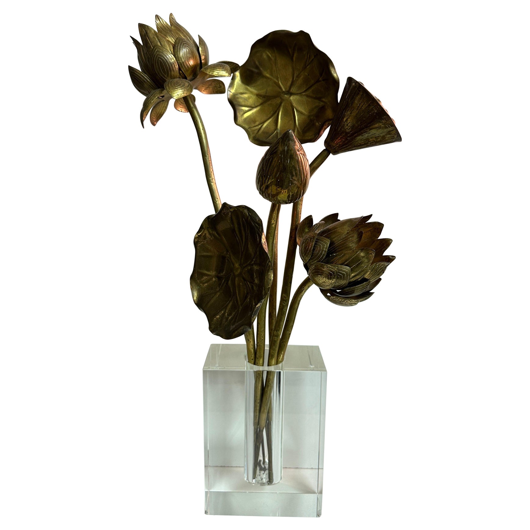 Bouquet of Feldman Brass Lotus Flowers For Sale