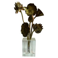 Vintage Bouquet of Feldman Brass Lotus Flowers