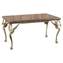 Midcentury Empire Style Brass & Granite Coffee Table