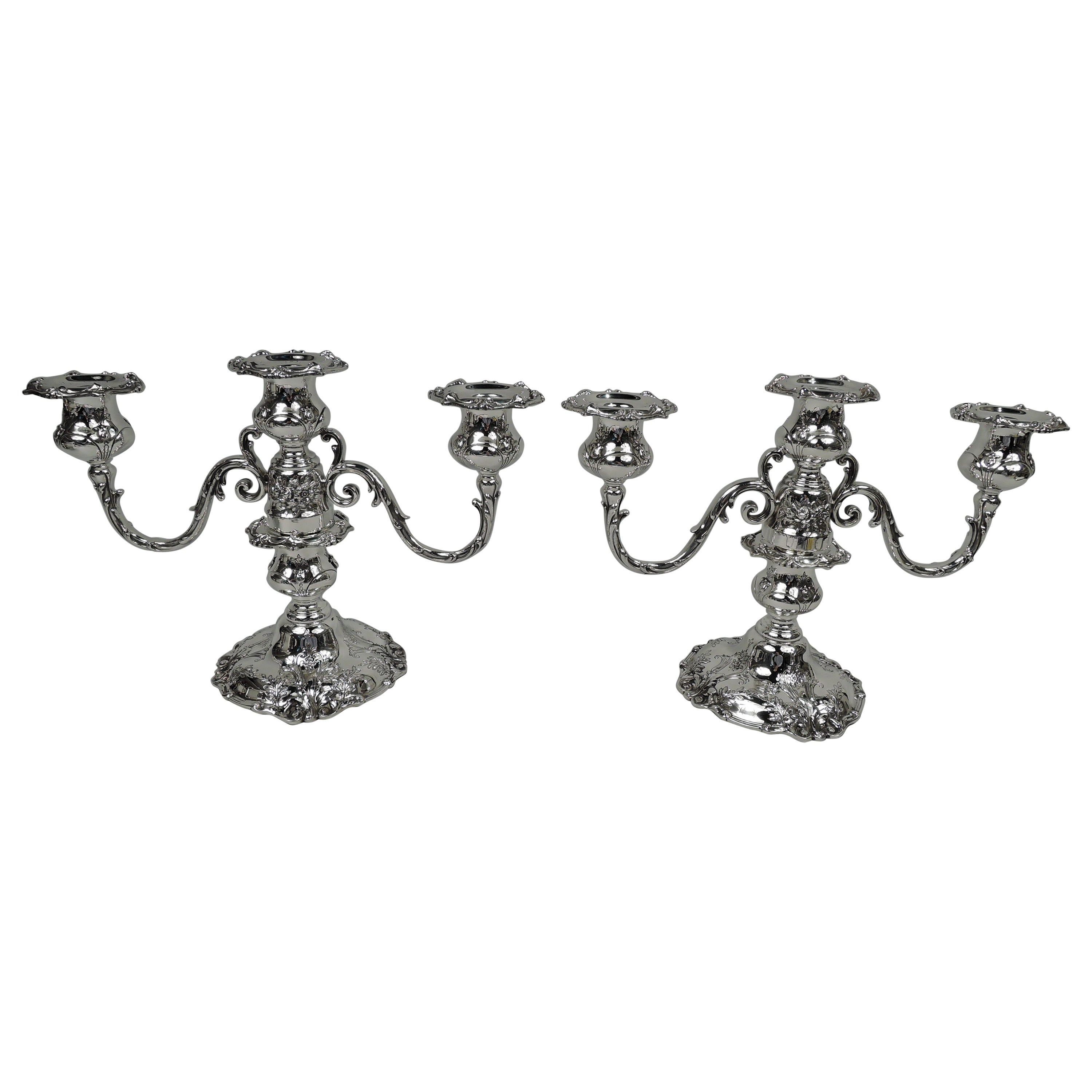 Pair of Reed & Barton Francis I Low 3-Light Candelabra, 1952 For Sale