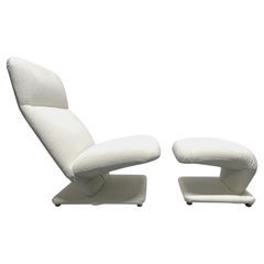 Mid-Century Modern Sculptural Lounge Chair and Matching Ottoman