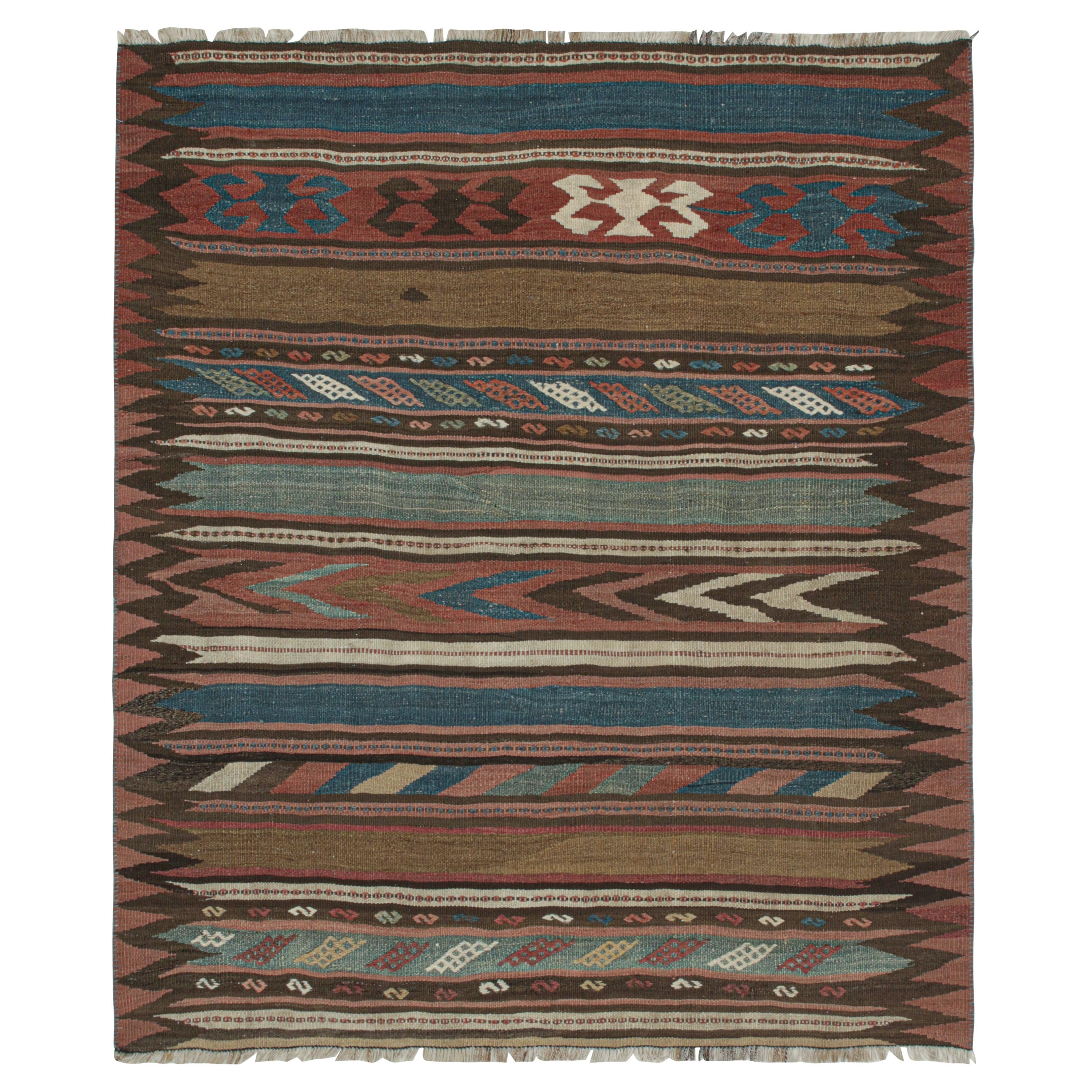 Vintage Bidjar Persian Kilim with Stripes & Geometric Patterns For Sale