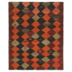 Retro Karadagh Persian Kilim with Multicolor Diamond Pattern