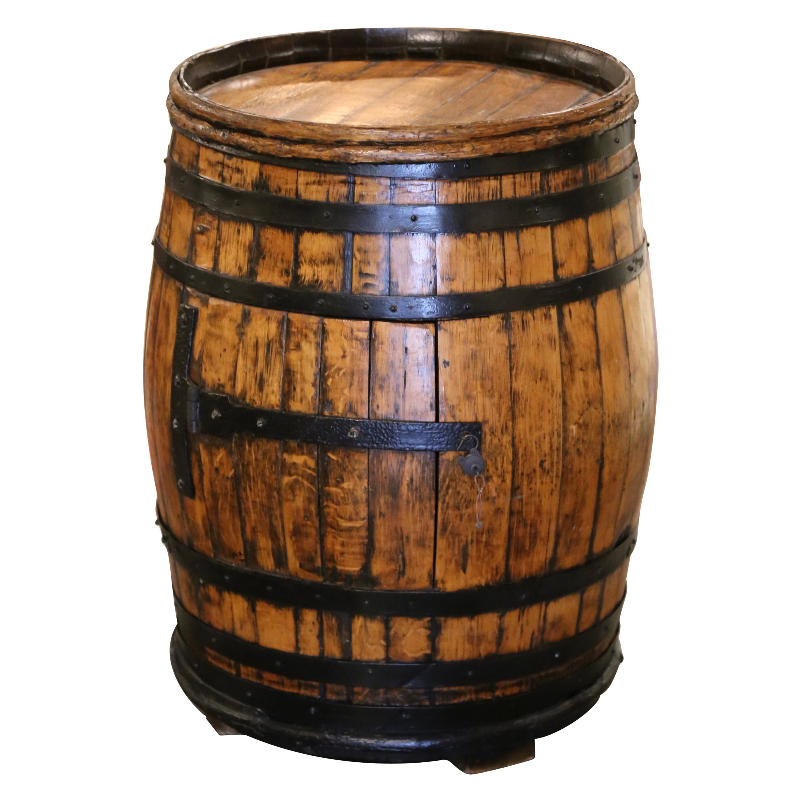 19th Century French Oak Wine Barrel Converted to Bar For Sale