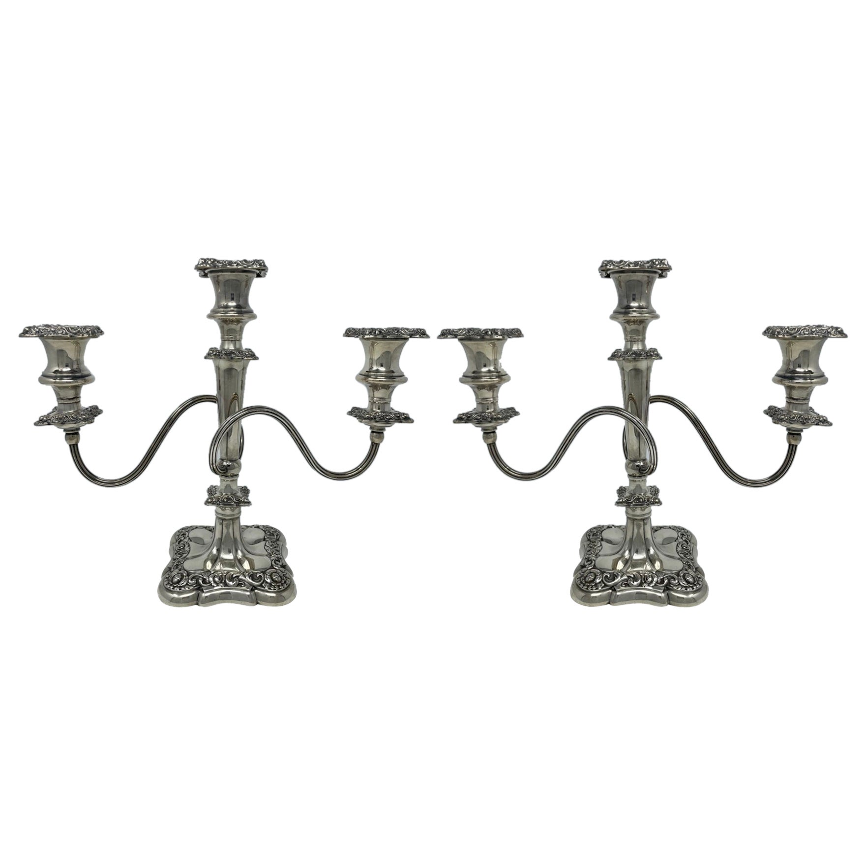 Pair of Antique "Rogers" Silver Plate Candelabra For Sale