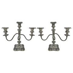 Coppia di antichi candelabri "Rogers" in argento