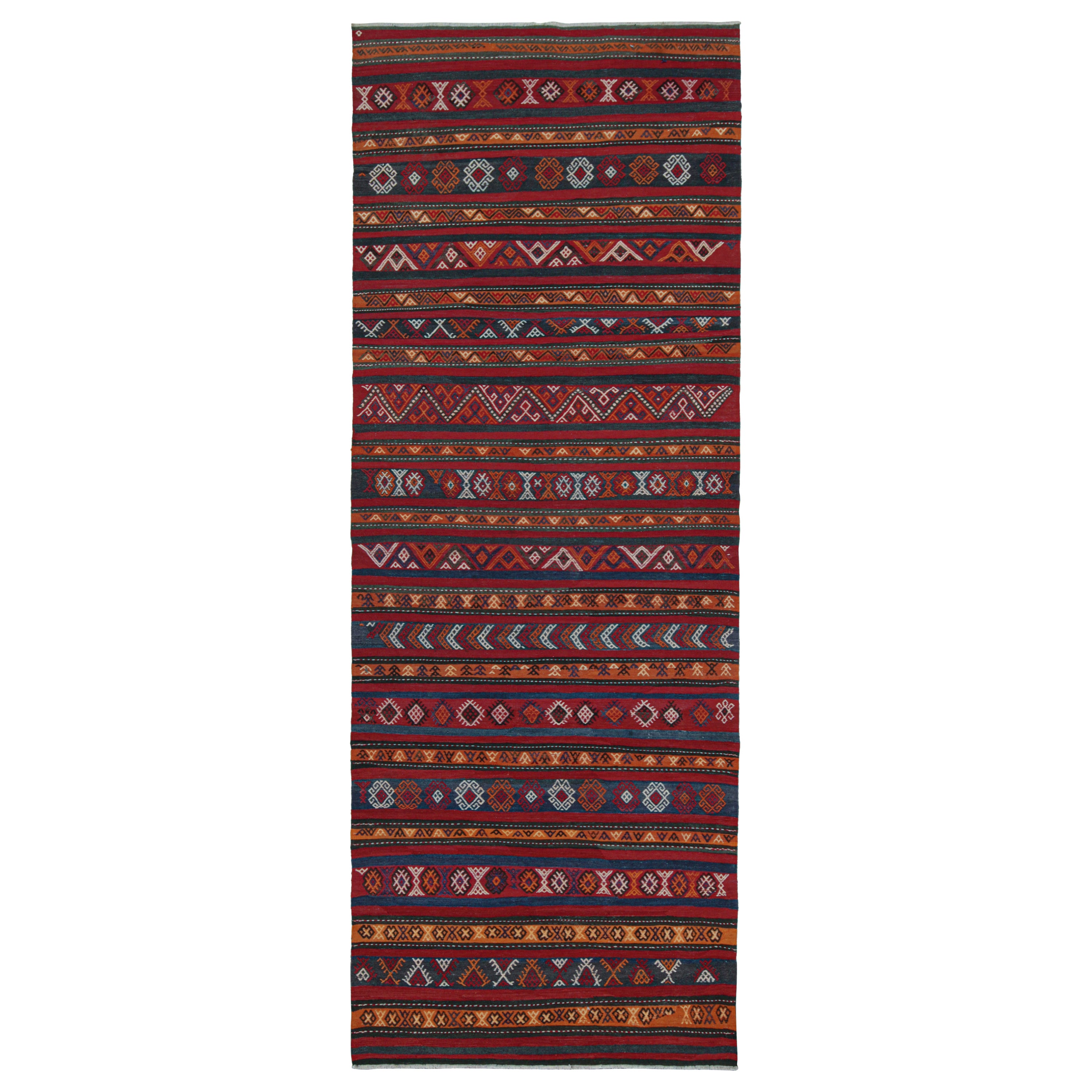 Vintage Shahsavan Persian Kilim in Red with Geometric Patterns For Sale