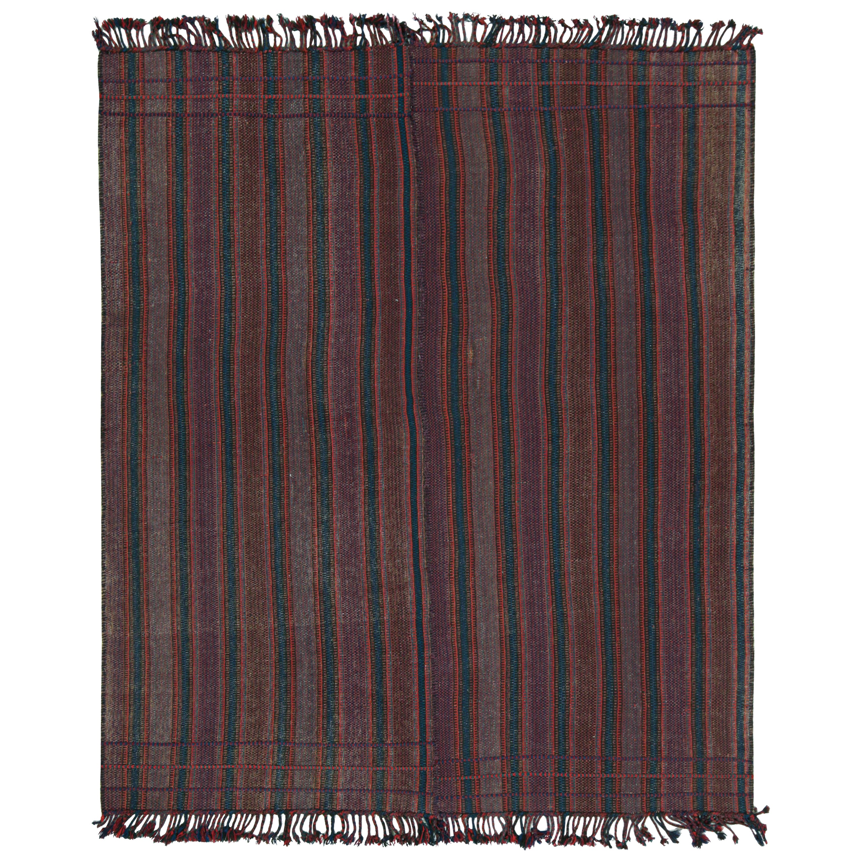 Vintage Persian Kilim in Purple, Red and Blue Stripes For Sale