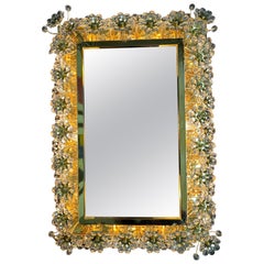Specchio illuminato con fiori di cristallo di Palwa