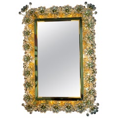 Retro Illuminated Mirror with Crystal Flowers by Palwa