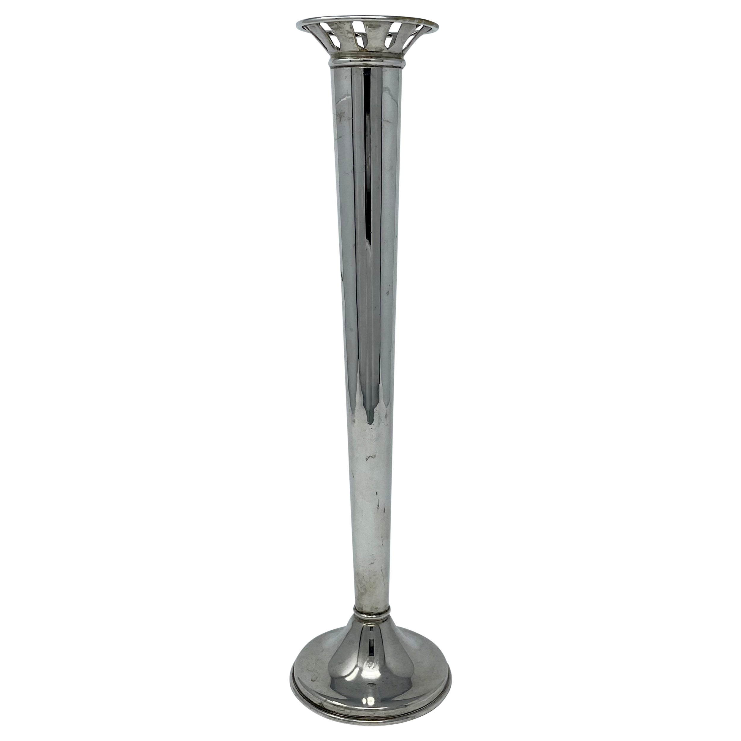 Early 20th Century Antique Silver Plate Bud Vase For Sale