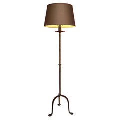 Vintage Spanish Dark Patinated Iron Floor Lamp