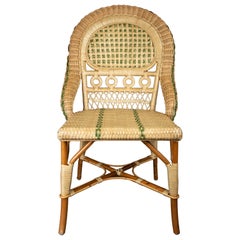 Vintage Style Green Rattan Side Chair