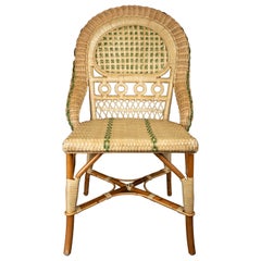 Vintage Style Green Rattan Side Chair