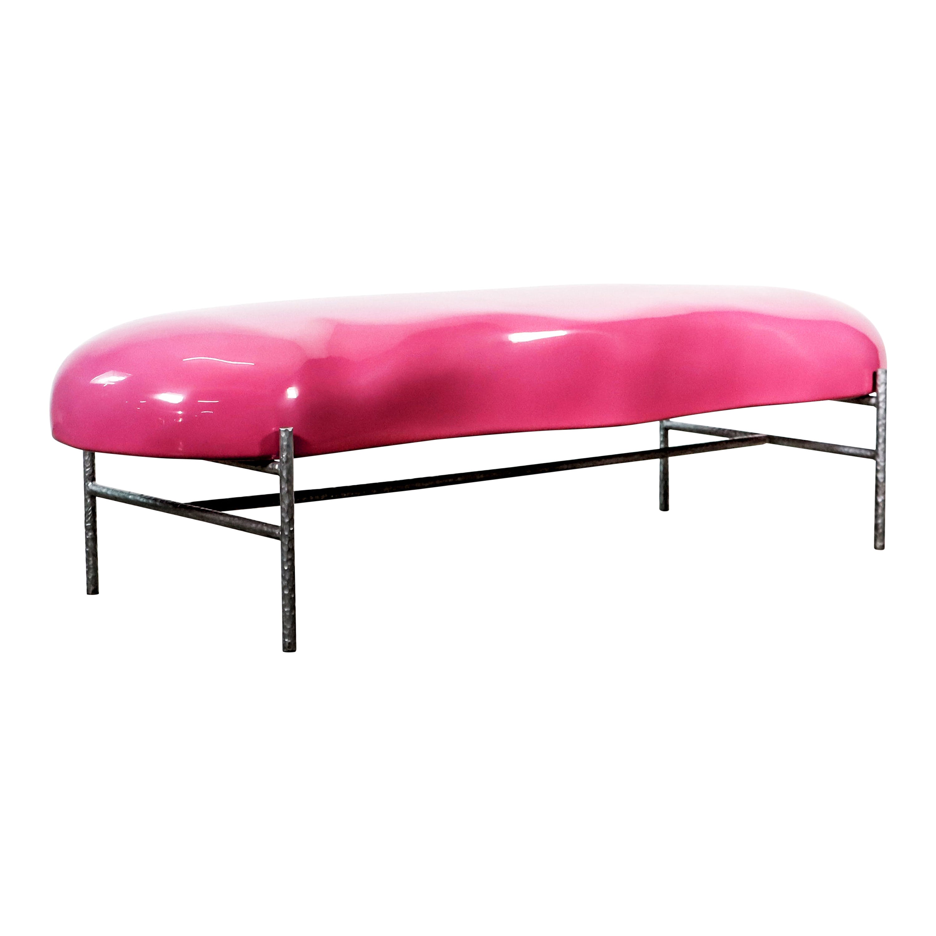 Modern Functional Art Fiberglass & Iron Bench from Costantini, Lingua, in Stock For Sale