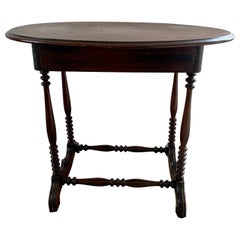Antique Late 19th Century American Victorian Oval Walnut Side Table