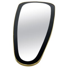 Vintage Wall Mirror in Kidney Shape with Wide Black Border, 1950s