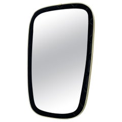 Small Vintage Wall Mirror with Wide Black Border, 1950s